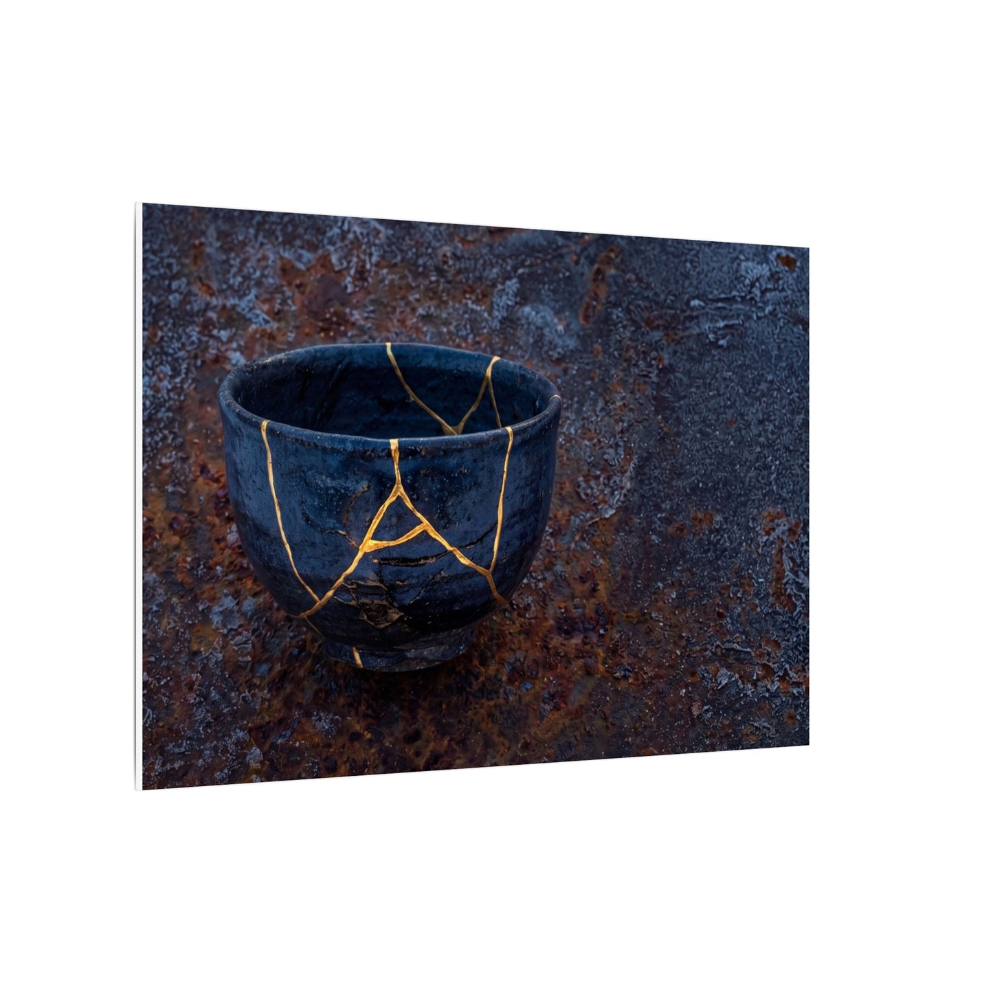 Rust Patina Winter Canvas Art | Kintsugi Healing Design