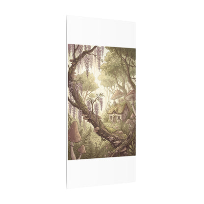 Summer Wisteria Mushroom Illustration Canvas Art | Enchanting Decor