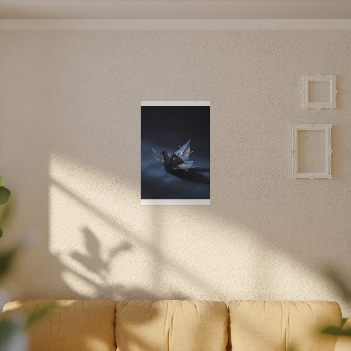 Kintsugi Paper Fold in Moonlight | Crackle Gold Canvas Art