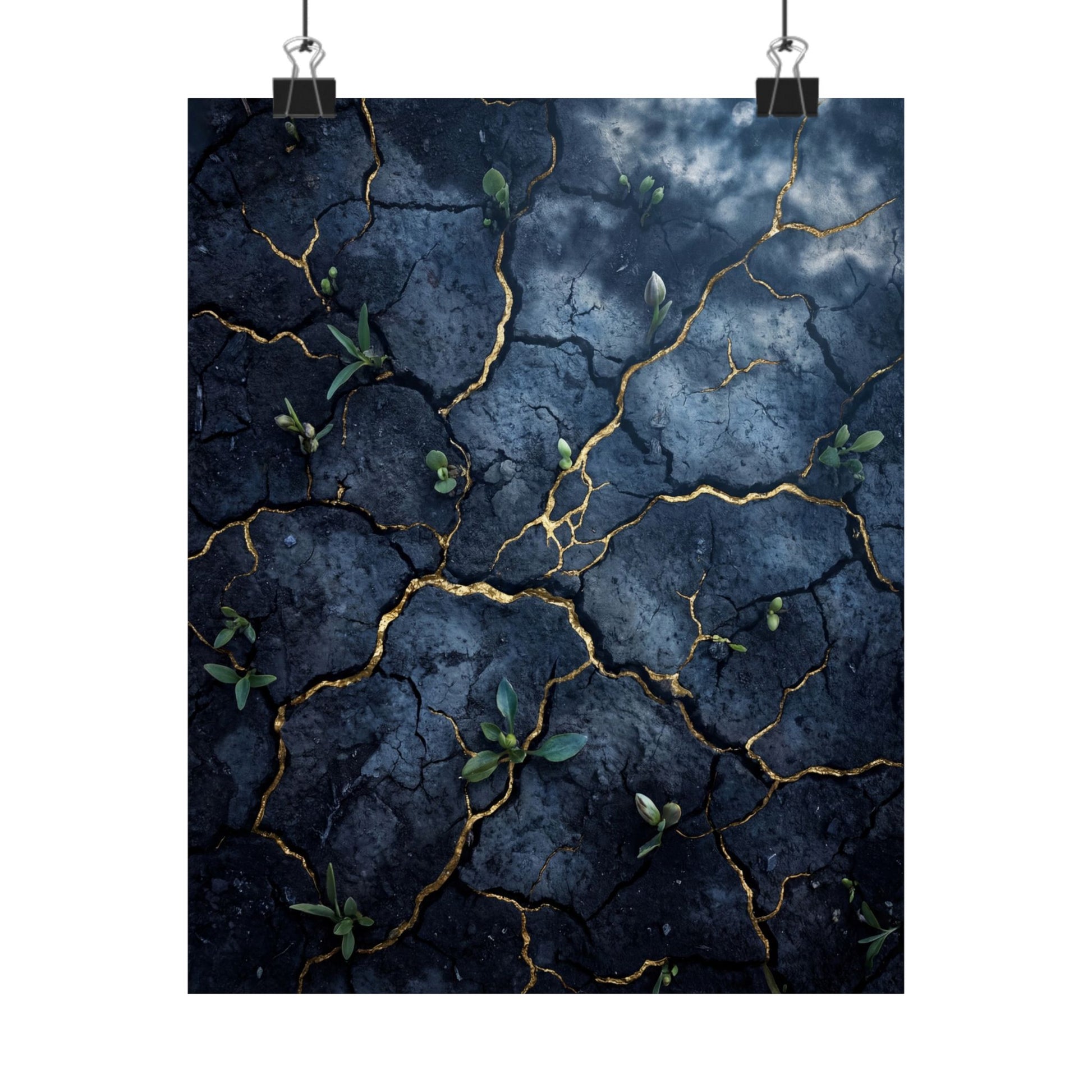 Shibui Cracked Earth Wall Art Print - Kintsugi Broken Beauty Art Print