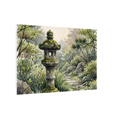 Neutral Stone Lantern Canvas Art - Watercolor Japandi