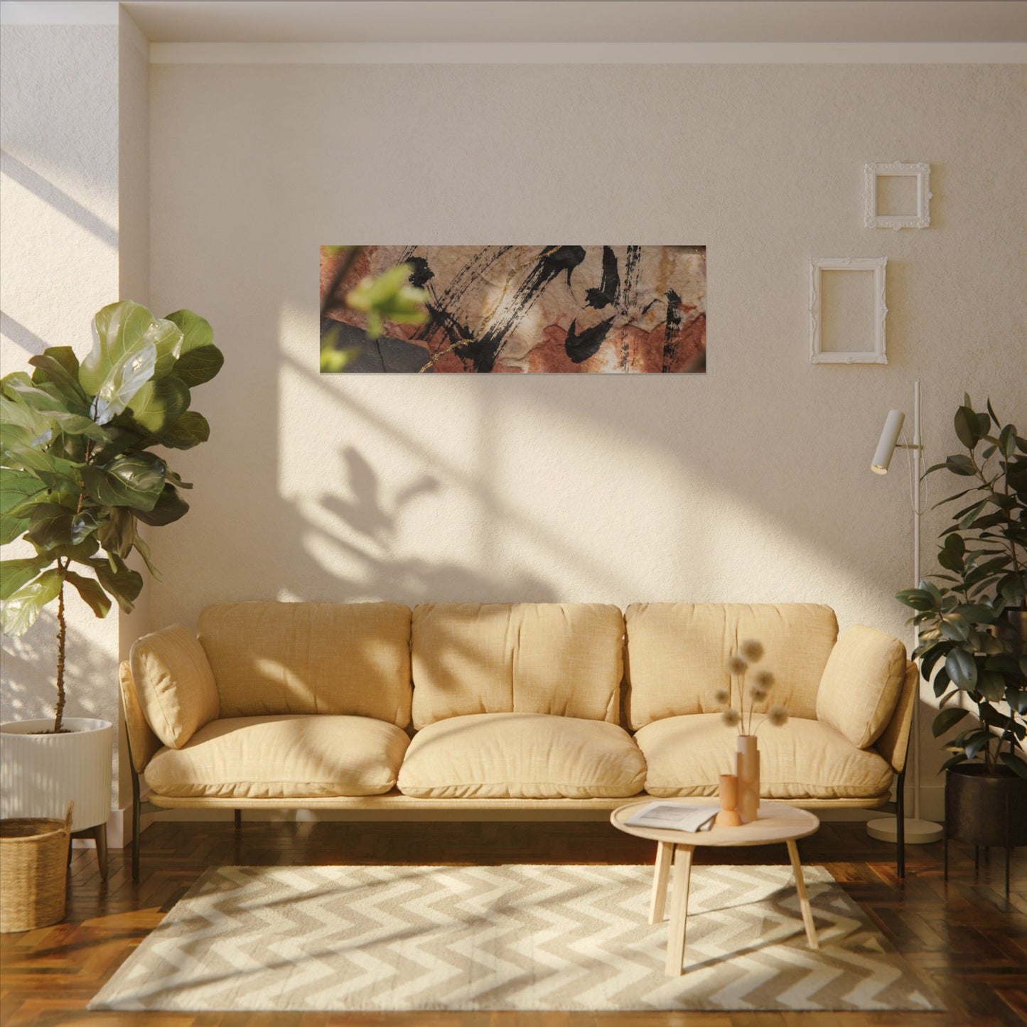 Datsuzoku Ink Brushstroke Canvas Art - Kintsugi Gold Repair