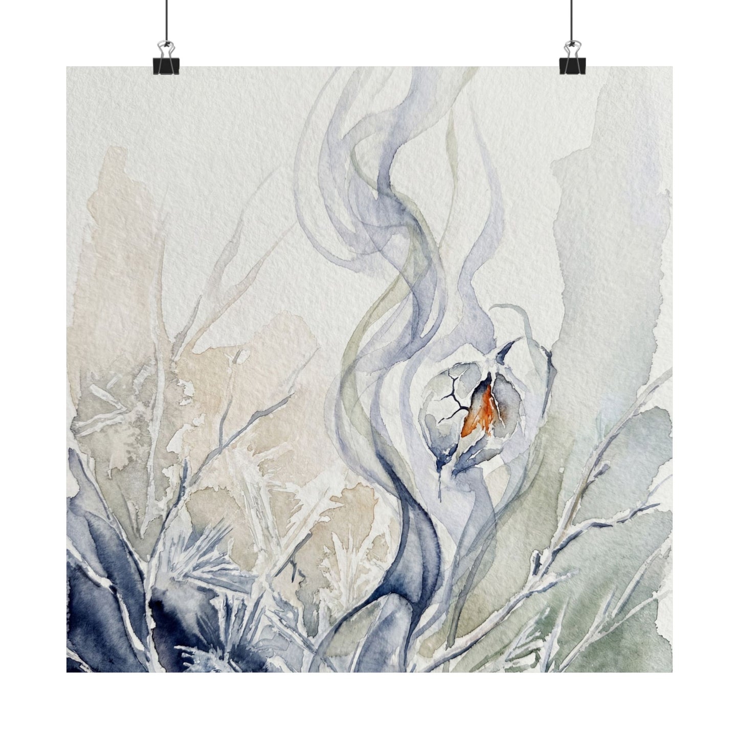 Incense Smoke Watercolor Wall Art Print | Elegant Japandi Art