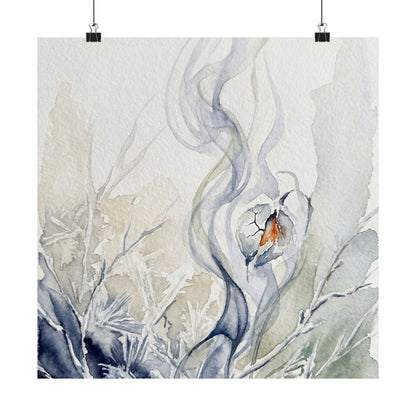 Incense Smoke Watercolor Wall Art Print | Elegant Japandi Art