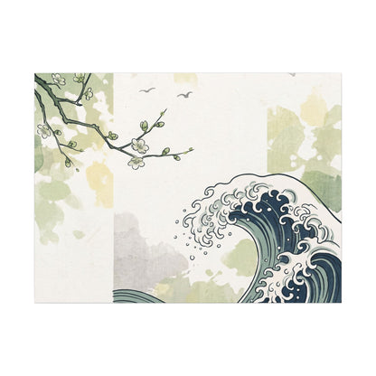 Spring Ocean Wave Ukiyo E Inspired Canvas Art | Serene Decor