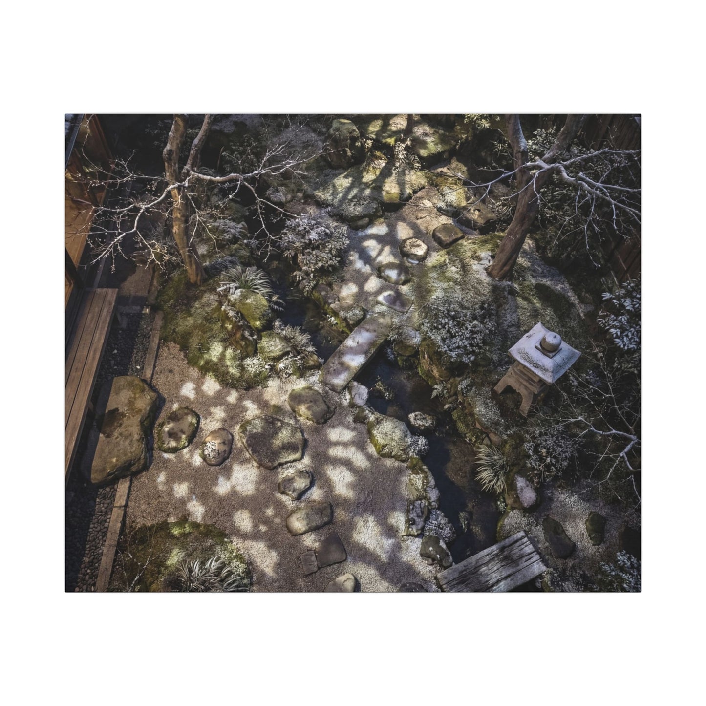 Moonlit Garden Japanese Pattern Canvas Art | Elegant Japandi Art