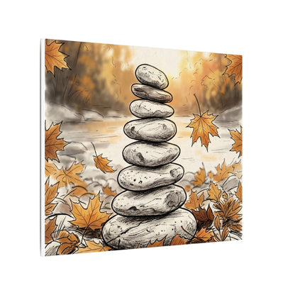 Earthy River Stones Canvas Art - Minimal Line Japandi