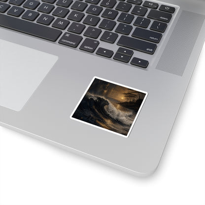 Golden Hour Ocean Wave Sticker - Dark Japandi Fukinsei