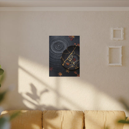 Philosophical Water Ripple Canvas Art - Gold Repair Kintsugi