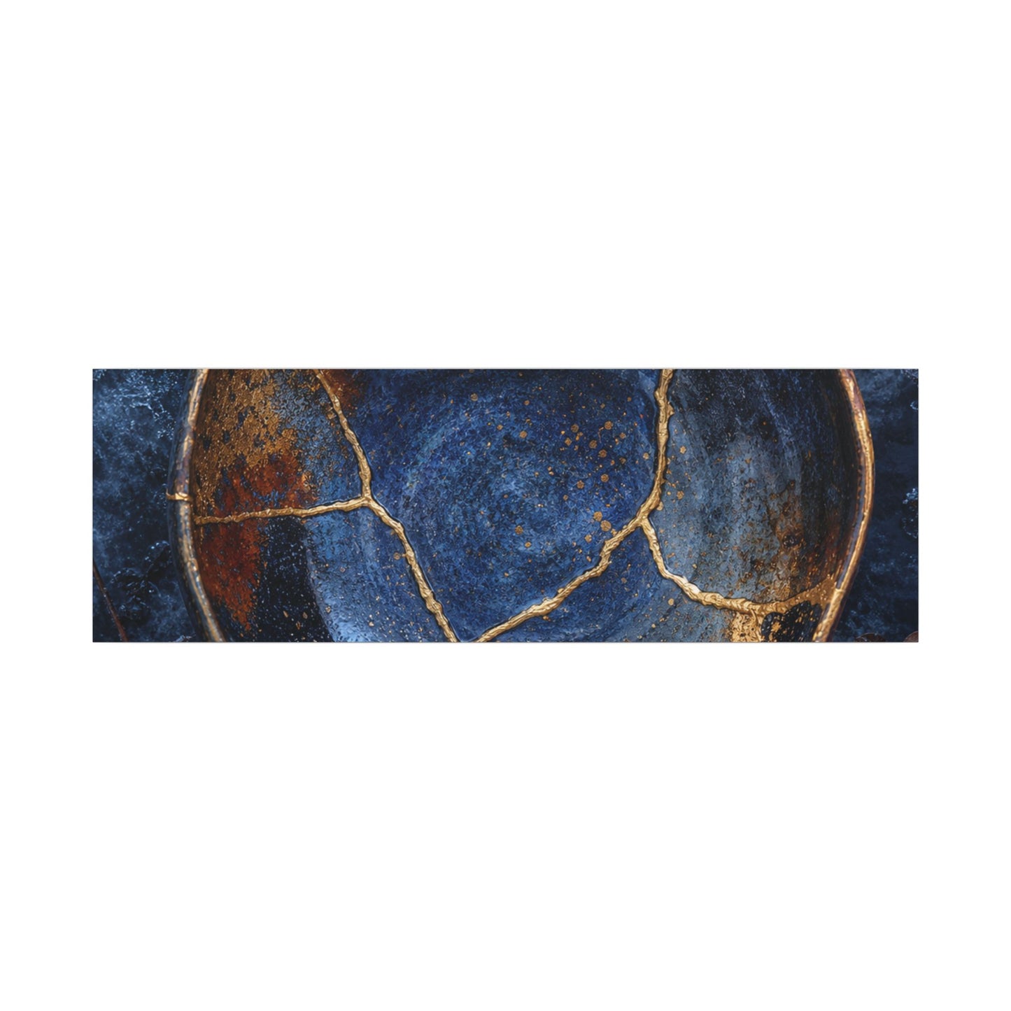 Kintsugi Ceramic Bowl in Moonlight | Crackle Gold Canvas Art