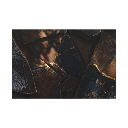 Fukinsei Broken Pottery Canvas Art - Dark Japandi Dark Texture