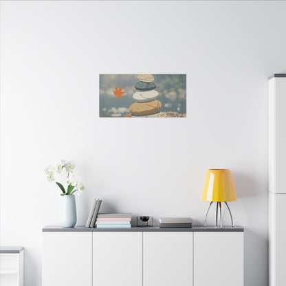 Warm River Stones Canvas Art - Japanese Pattern Japandi