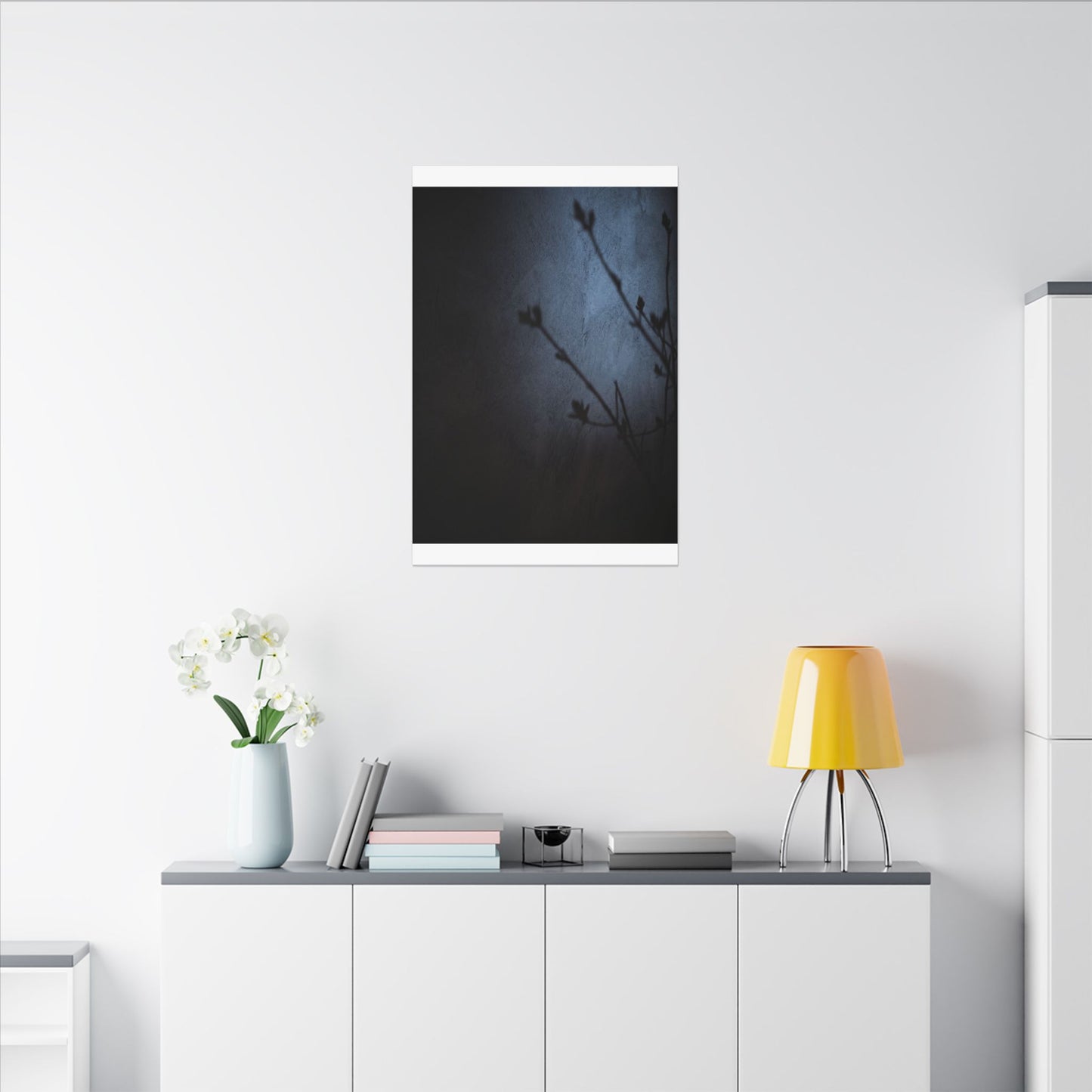 Shadow Play Canvas Art | Spring Dark Japandi Moody Minimal Art
