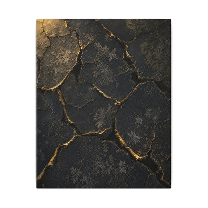 Cracked Earth Canvas Art | Winter Dark Japandi Shadow Zen Art