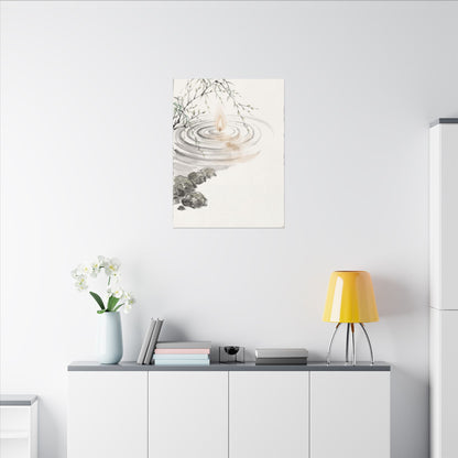 Water Ripple Sumi E Canvas Art | Tranquil Zen Art