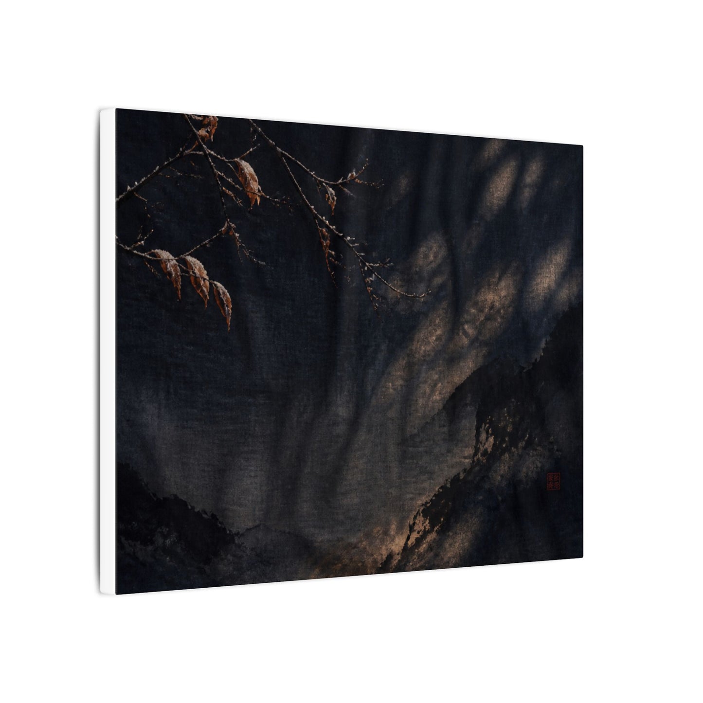 Atmospheric Silk Drape Canvas Art - Charcoal Ink Dark Japandi