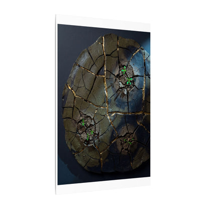 Dark Japandi Cracked Earth in Moonlight | Moody Minimal Canvas Art