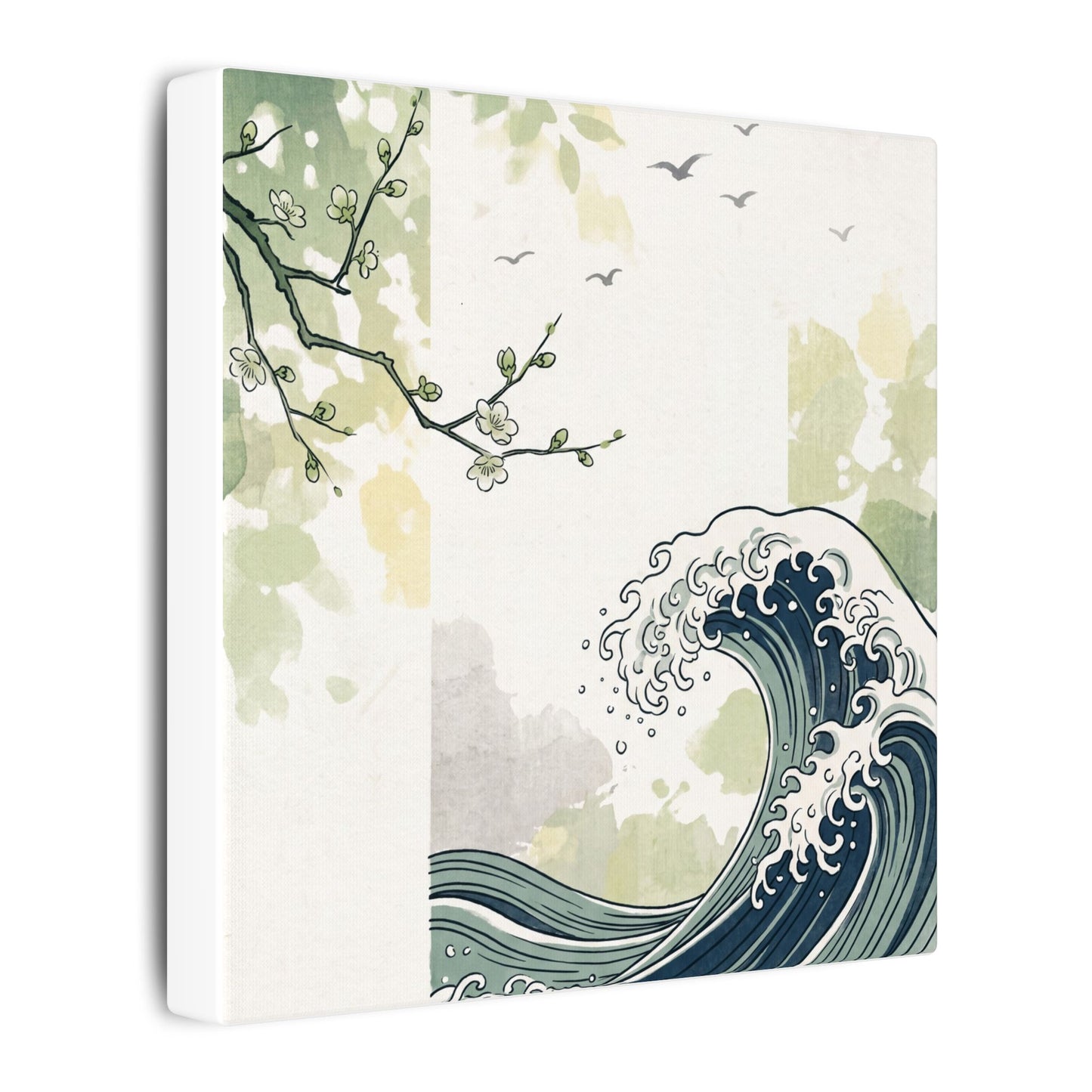 Spring Ocean Wave Ukiyo E Inspired Canvas Art | Serene Decor