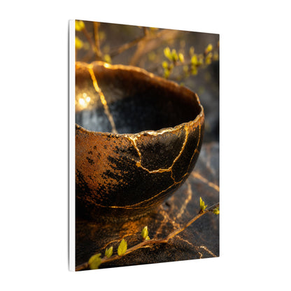 Kintsugi Ceramic Bowl in Golden Hour | Gold Vein Canvas Art