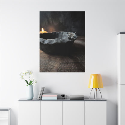 Ceramic Bowl Canvas Art | Winter Dark Japandi Shadow Zen Art