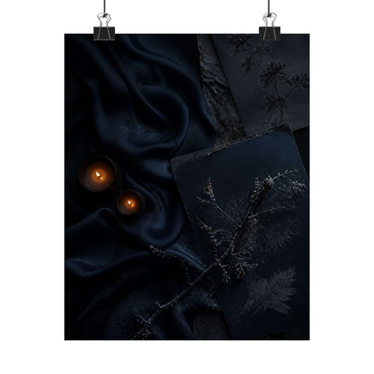 Silk Drape Wall Art Print | Winter Dark Japandi Moody Minimal Art
