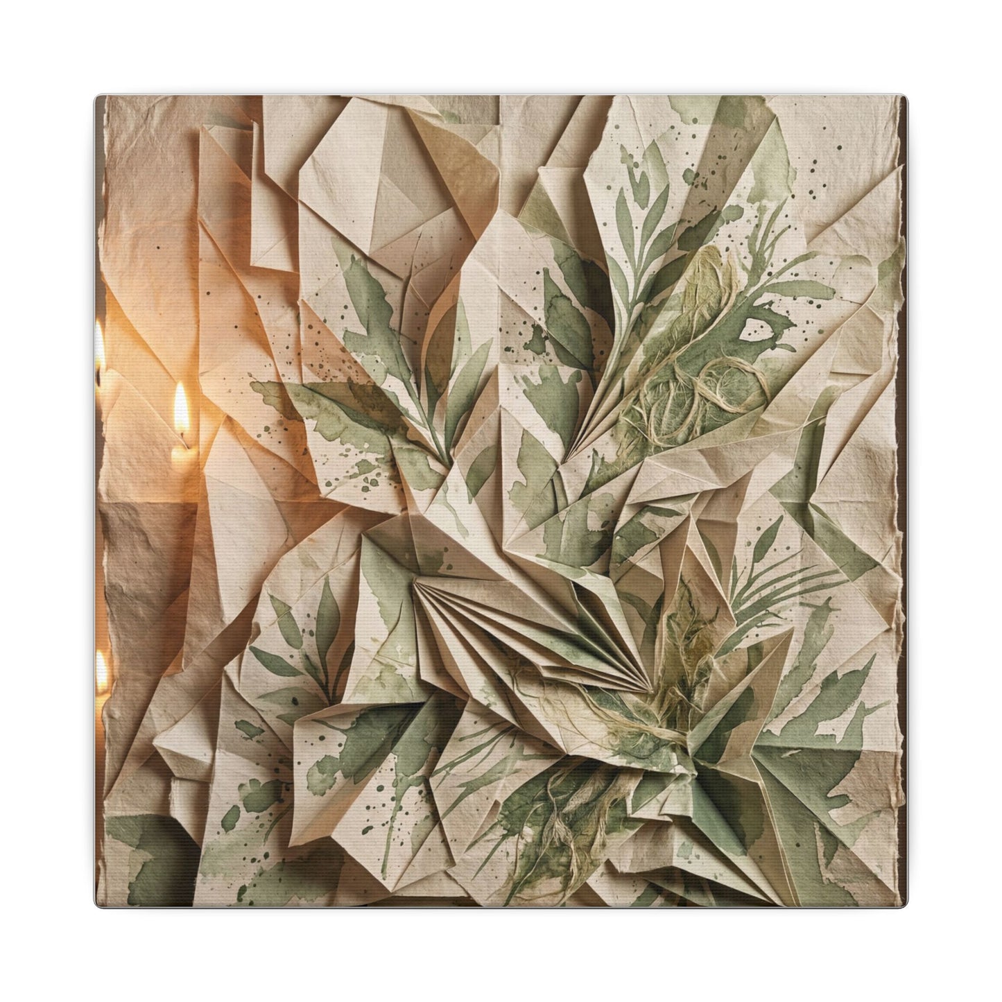 Japandi Paper Fold in Candlelight | Texture Canvas Art