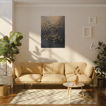 Kanso Water Ripple Canvas Art - Kintsugi Gold Vein