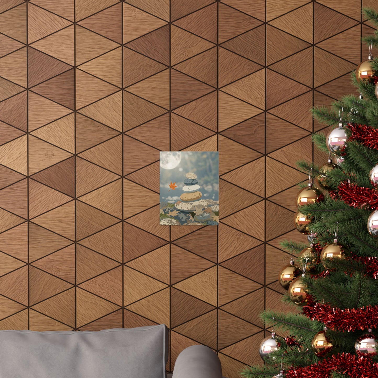 Earthy River Stones Wall Art Print - Japanese Pattern Japandi