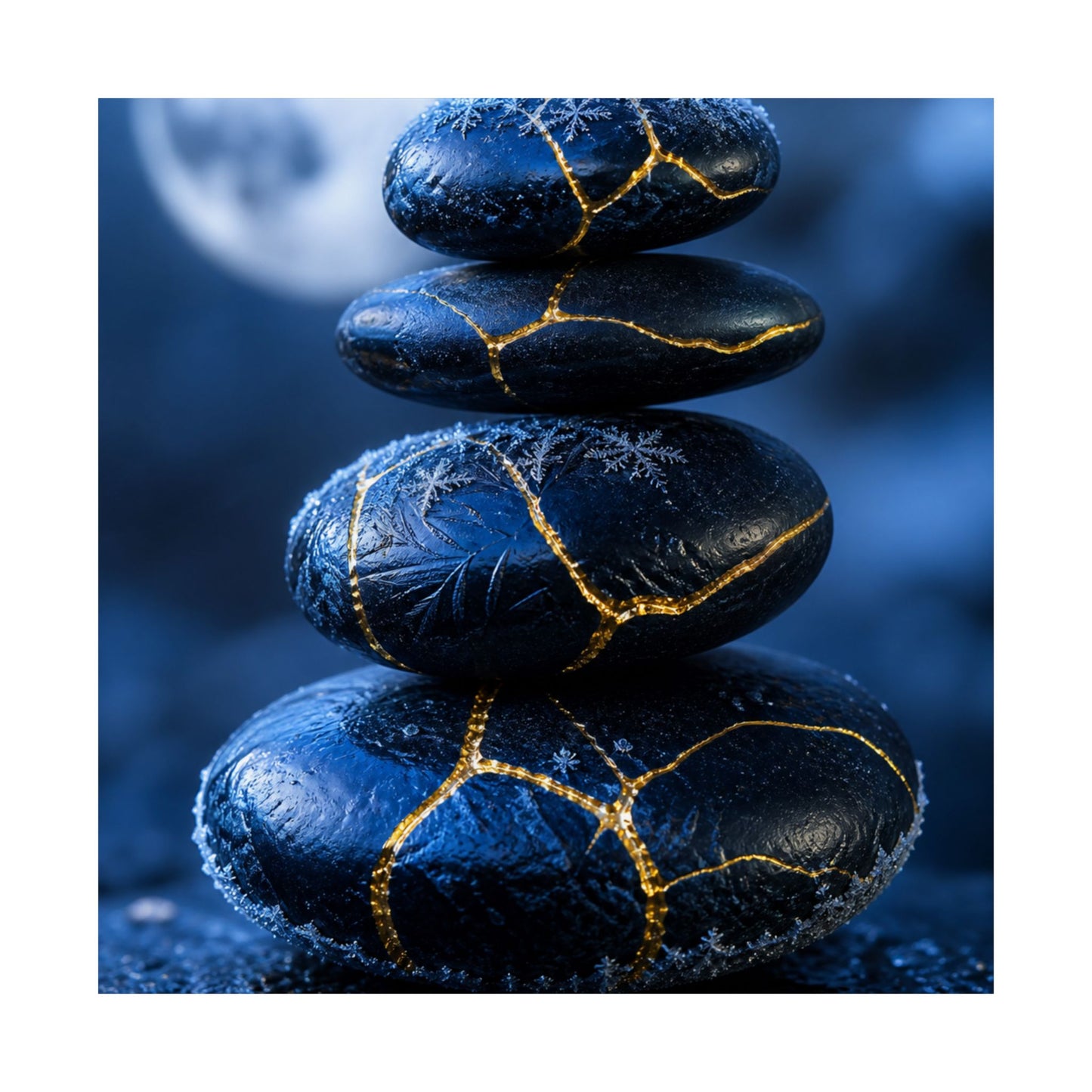 River Stones Gold Repair Wall Art Print | Philosophical Kintsugi Art