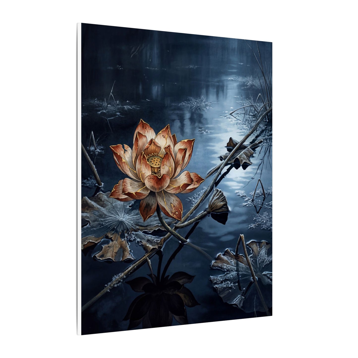 Winter Lotus Flower Broken Beauty Canvas Art | Healing Decor