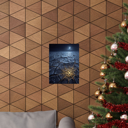 Artful Cracked Earth Wall Art Print - Gold Vein Kintsugi