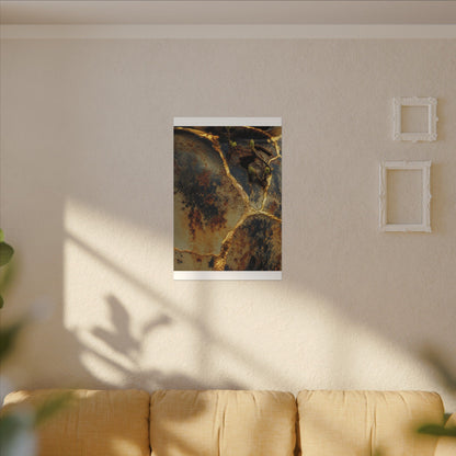 Datsuzoku Rust Patina Canvas Art - Kintsugi Crackle Gold