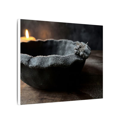 Ceramic Bowl Canvas Art | Winter Dark Japandi Shadow Zen Art