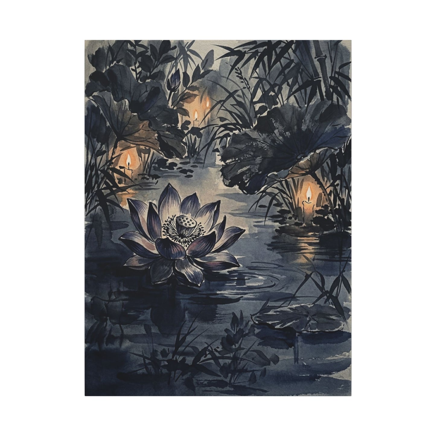 Fukinsei Lotus Flower Canvas Art - Zen Sumi E