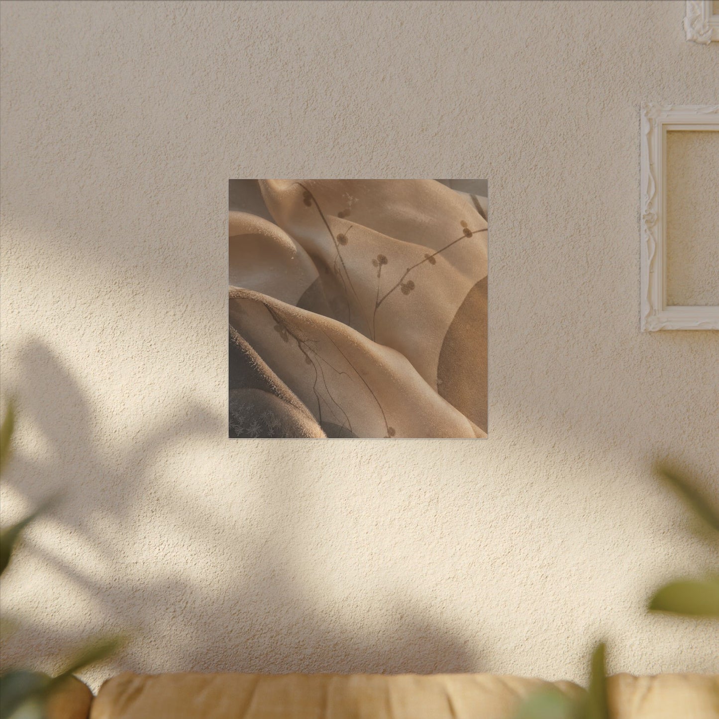 Japandi Silk Drape in Golden Hour | Japanese Pattern Canvas Art