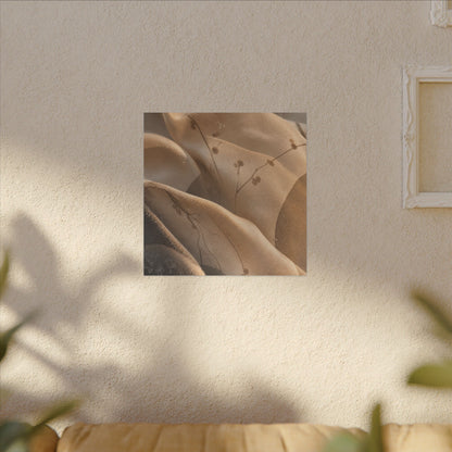 Japandi Silk Drape in Golden Hour | Japanese Pattern Canvas Art