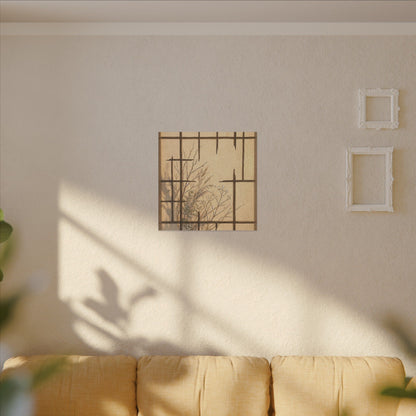 Shoji Screen Canvas Art | Winter Japandi Minimal Line Art