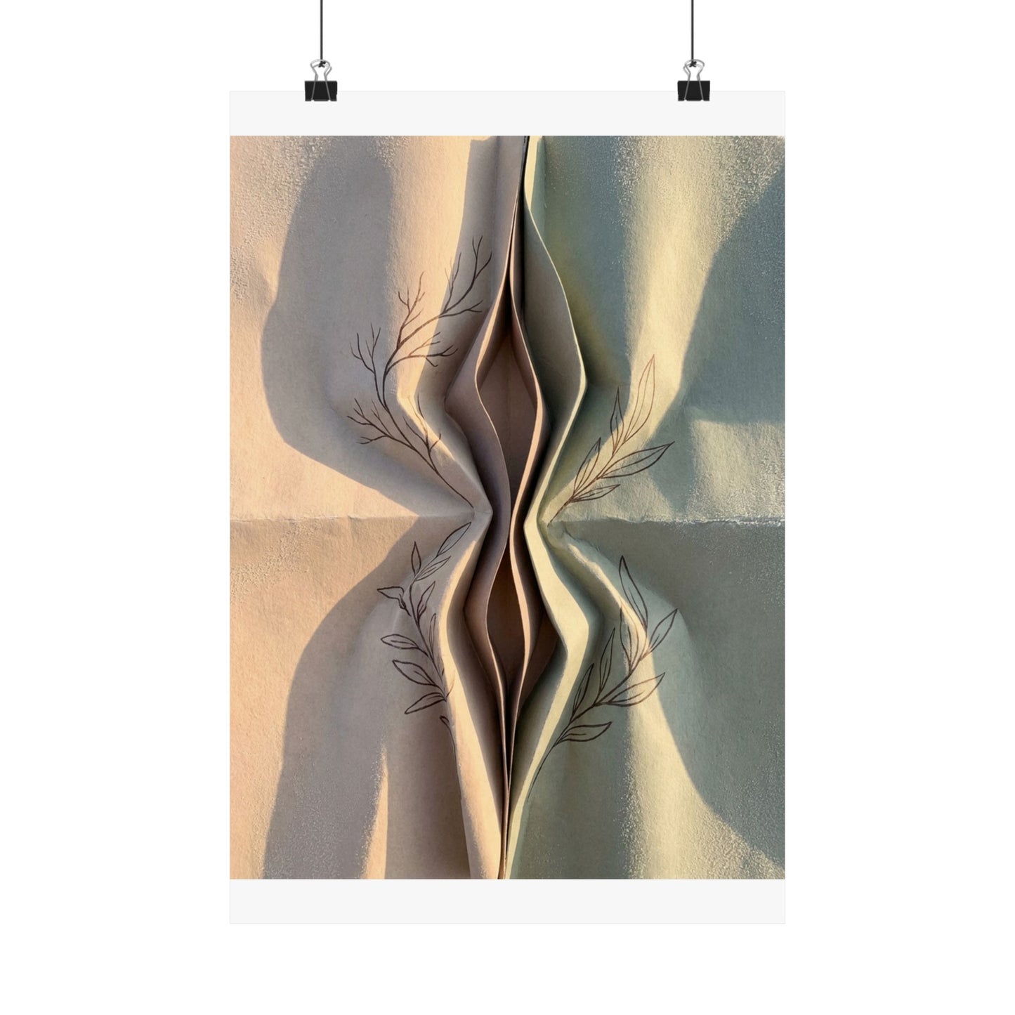 Kanso Paper Fold Wall Art Print - Japandi Minimal Line