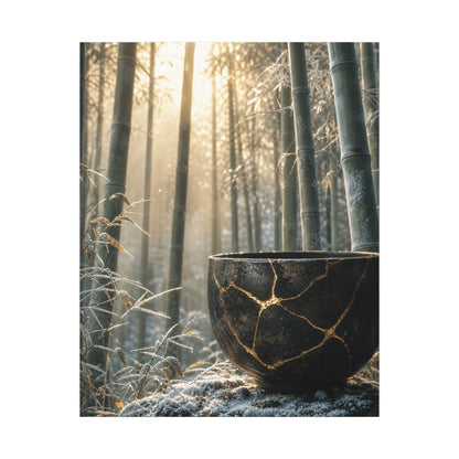 Fukinsei Bamboo Grove Canvas Art - Kintsugi Gold Repair