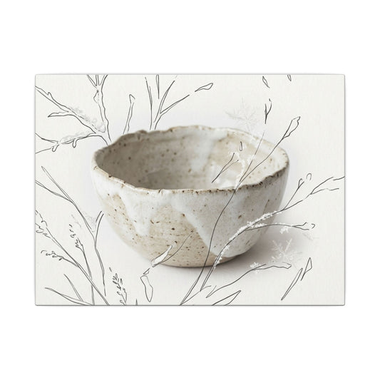 Neutral Ceramic Bowl Canvas Art - Minimal Line Japandi