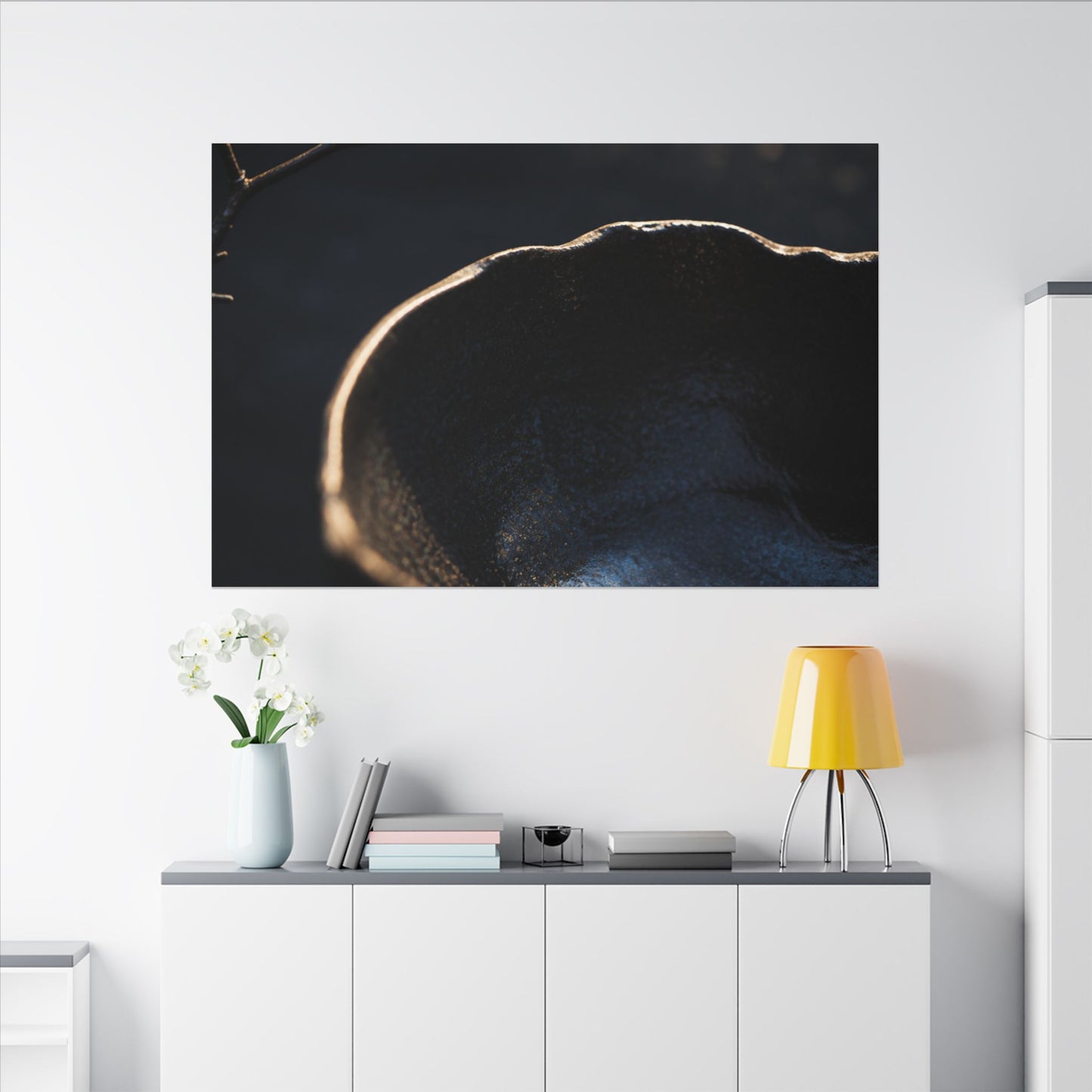 Ma Ceramic Bowl Canvas Art - Dark Japandi Shadow Zen