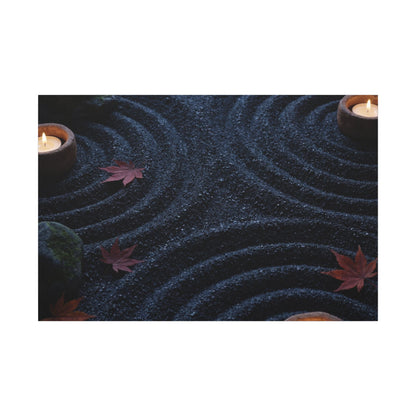 Seijaku Rock Garden Canvas Art - Dark Japandi Dark Texture