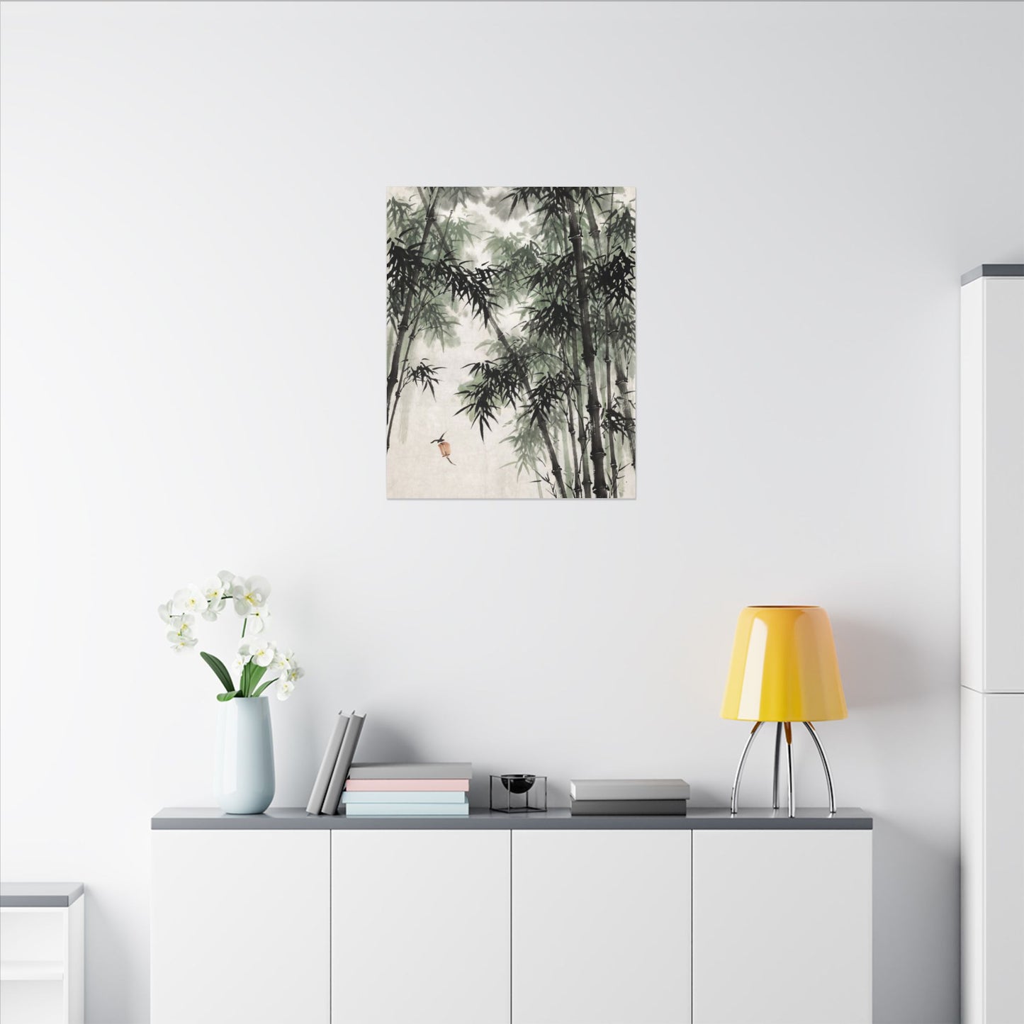 Zen Bamboo Grove in Overcast | Sumi E Canvas Art