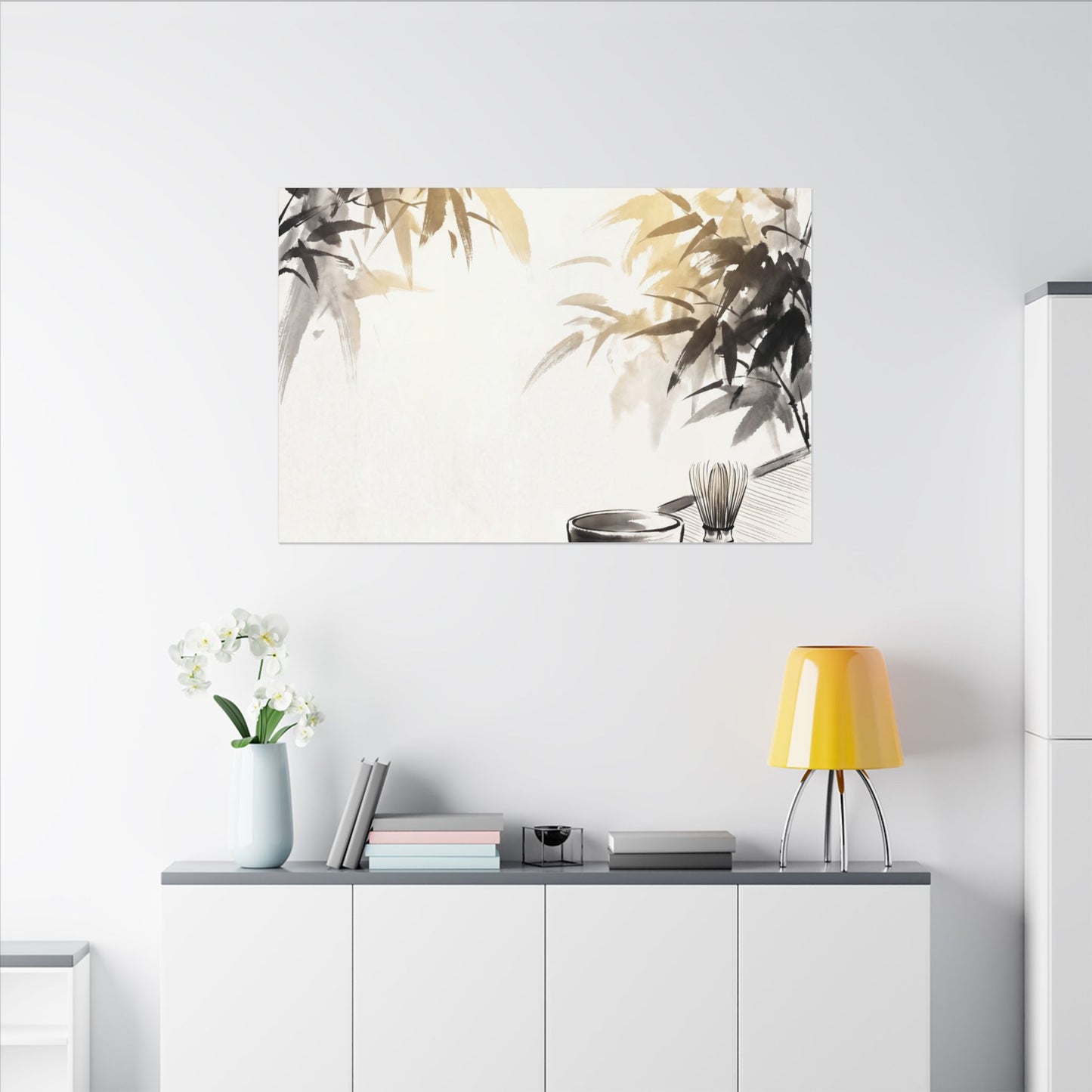 Tea Ceremony Sumi E Canvas Art | Serene Zen Art