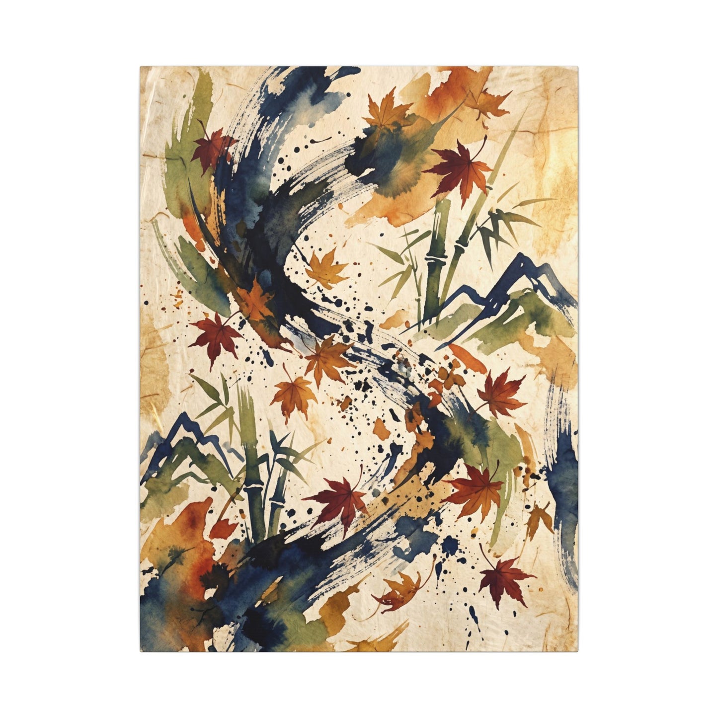 Golden Hour Ink Brushstroke Canvas Art - Zen Shibui
