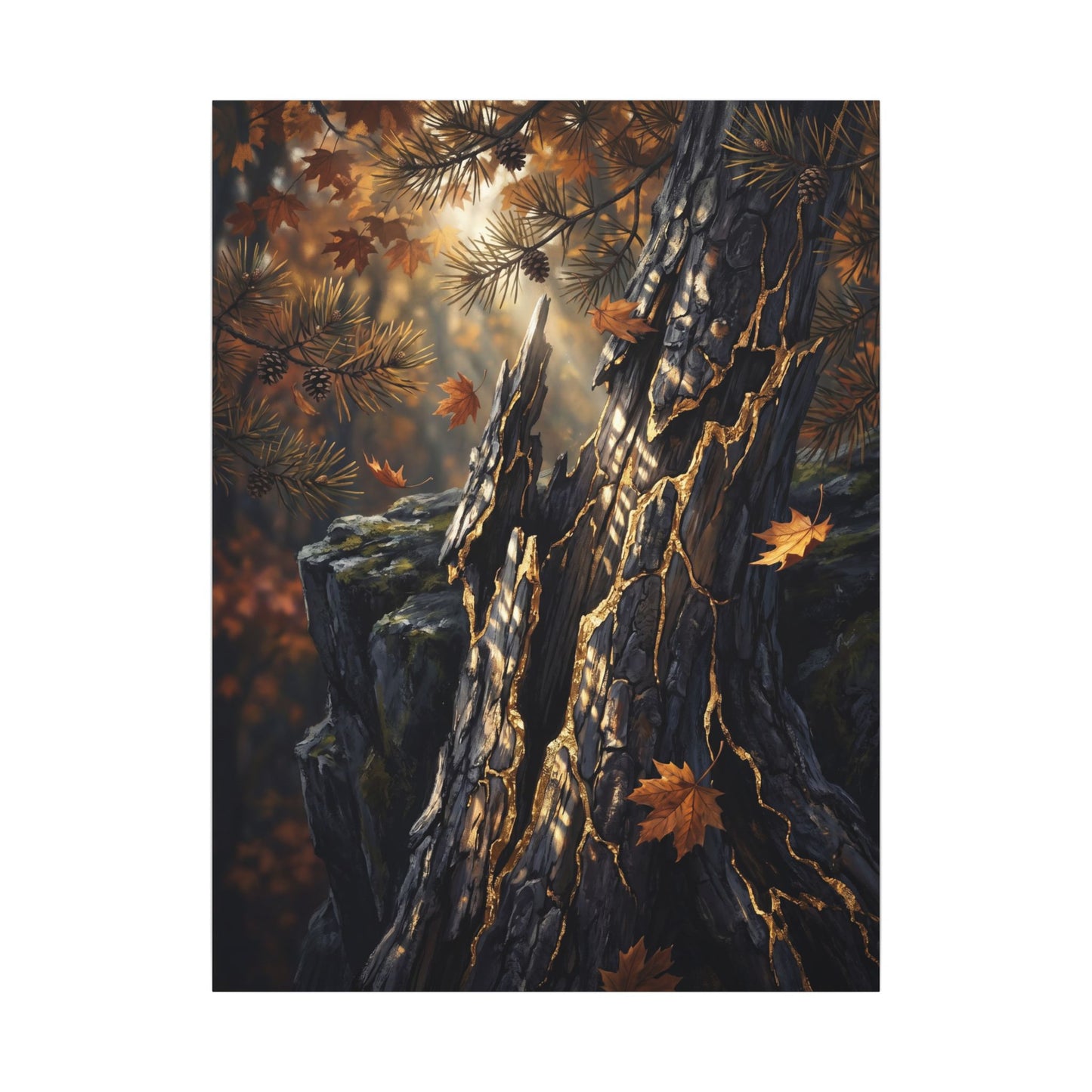 Pine Tree Autumn Canvas Art | Kintsugi Beautiful Design