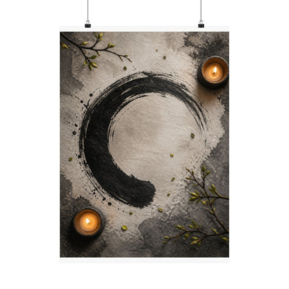 Peaceful Ink Brushstroke Wall Art Print - Enso Zen