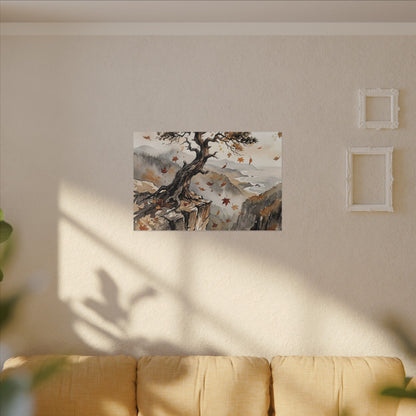 Autumn Pine Tree Watercolor Canvas Art | Warm Decor