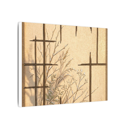 Shoji Screen Canvas Art | Winter Japandi Minimal Line Art