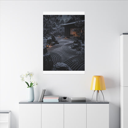 Candlelight Rock Garden Canvas Art - Dark Japandi Fukinsei